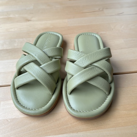 New Madewell The Leeandra Slide Sandal in Lichen Green - Picture 2 of 9